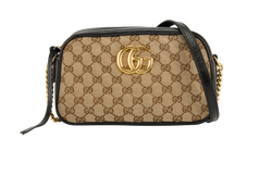 Small GG Marmont Camera Bag, Canvas/Leather, Blk/Beige, 486628, B/DB, 3*